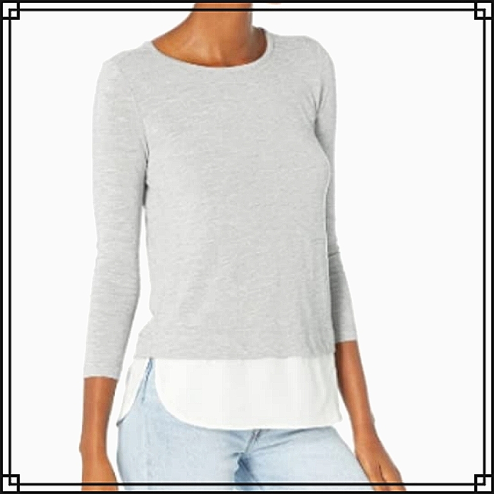 J. Crew Mercantile Layered Long Sleeve Crew Neck Casual Top Size Medium